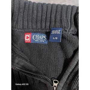 Chaps Ralph Lauren 1/4 Zip LG Men's Sweater Black‎ Turtleneck